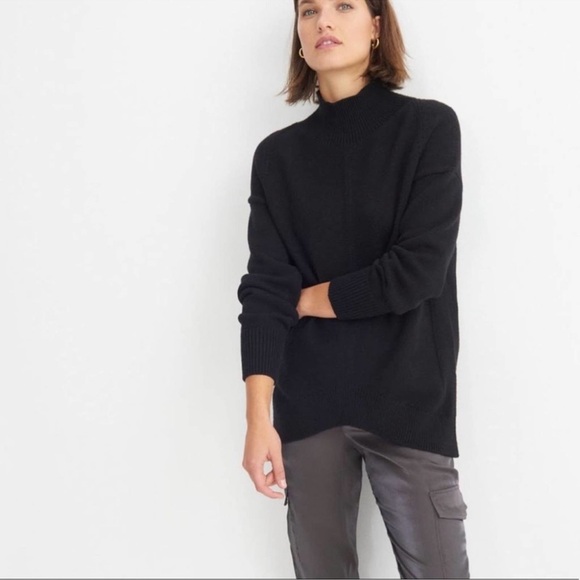Anthropologie Sweaters - Anthropologie Maeve Crystal Black Knit Mock Neck Turtleneck Sweater Size XS